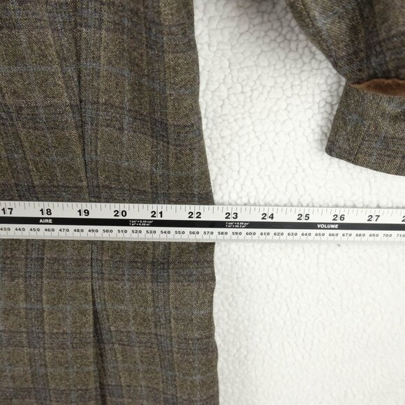 Baumler Blazer Mens 46 Short Brown Check Loro Piana Super 120s Elbow Patches - Picture 9 of 15